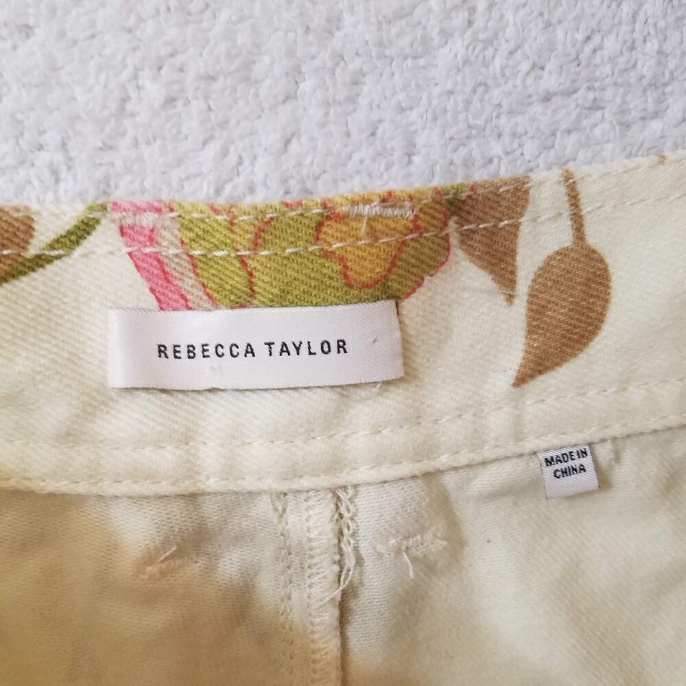 Rebecca Taylor Yellow Floral High Waist Shorts Size 8 (fits like a 6) - Picture 5 of 6